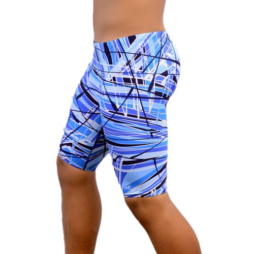 Adoretex Men's Pro Athletic Training Swim Jammers, Printed Durable and Long-lasting Swimsuit for Boys and Men-MJ012-Blue-38