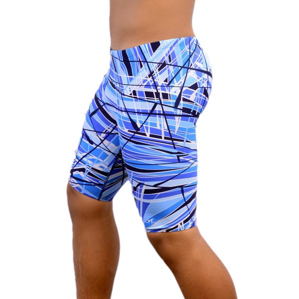 Adoretex Men's Pro Athletic Training Swim Jammers, Printed Durable and Long-lasting Swimsuit for Boys and Men-MJ012-Blue-38