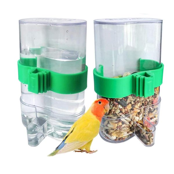 Hamiledyi Parakeet Water Dispenser No Mess Small Parrot Drinking Device Parakeet Waterer Cockatiel Cage Accessories,Automatic Feeding for Finch Lovebird Canary Small Birds(2Pcs)