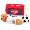 The Trendy Turtle Personalized My First Sports Bag Stuffed Plush Playset with Mini Plush Basketball Baseball Football and Soccer Ball - 8 Inches RED