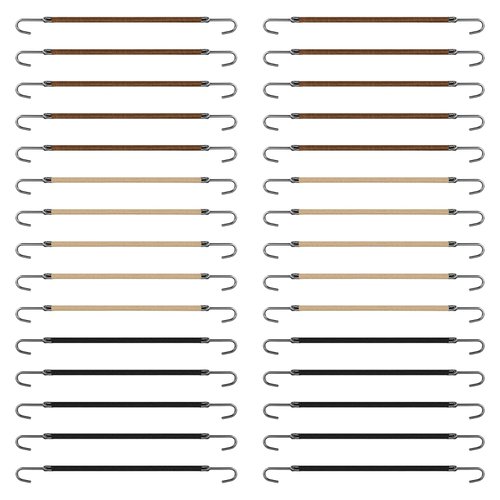 30 Pieces Elastic Bungee Hair Ties, Hair Bungee Cords with Hooks, Bungee Cord Hair Tie (Black, Coffee and Apricot)