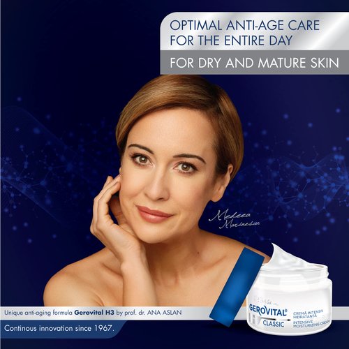 GEROVITAL CLASSIC Intensive Moisturizing Face Cream with Hyaluronic Acid and Vitamin E, Anti Wrinkle, Anti-Aging Face Cream, Nourishing, Deeply Hydrating, 50 ml