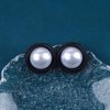 Allereyae Vintage Mermaid Pearl Stud Earrings Half Pearl Earrings Black Enamel Circle Earrings Mermaid Stud Earrings Jewelry for Women