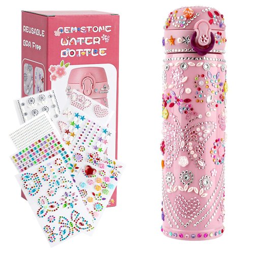 Kids Christmas Gifts, Gift for Girls, Decorate Your Own Water Bottle for Girls, Arts and Crafts Gifts Toys Kits 9 Year Old Girl Gifts, 8-12 Year Old Girl Gifts for Birthday Valentine Gifts Pink