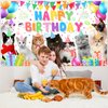 Avezano Cat Happy Birthday Backdrop Cat Birthday Sign Banner Pet Cat Paw Theme Birthday Party Decorations Kitties Cat Themed Birthday Party Supplies 70.8 x 43.3 Inch