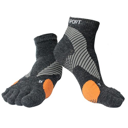 M Magic Sport Merino Wool Blend Non-Slip Above Ankle Toe Socks, Five Finger, Men and Women, Running, Hiking, Cycling, Camping (as1, alpha, l, x_l, regular, regular, Black)