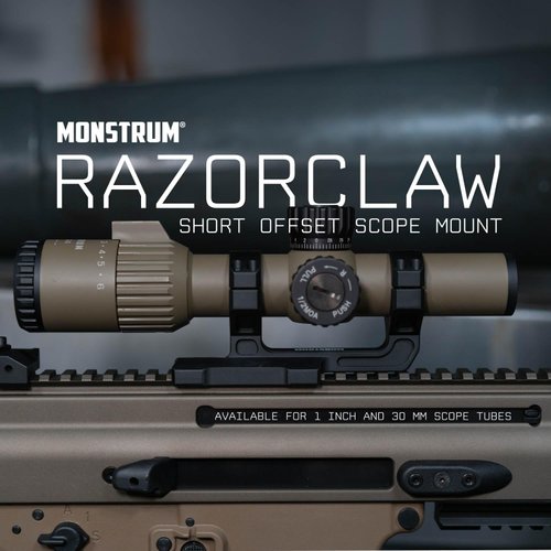Monstrum Ultralight Razorclaw Dual Ring Scope Mount | Short Forward Offset | 1 inch Diameter