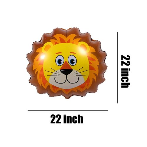 HORUIUS Lion Balloons Lion Shaped Foil Mylar Balloons for Baby Shower Kids' Boys Woodland Animals Theme Birthday Party Supplies Decorations 5PCS