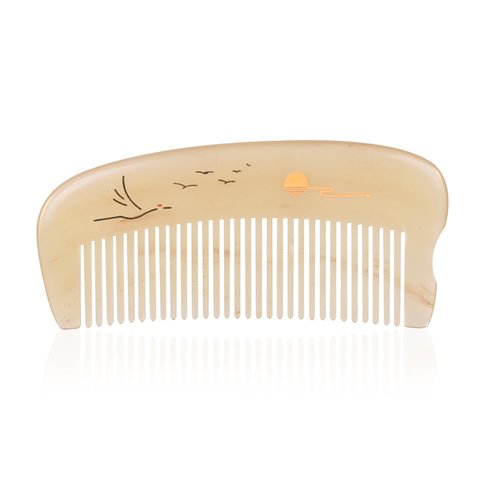 TAN MUJIANG Hair Comb for Women Sheep Horn Pocket-size Antistatic Scalp Massage 1pc