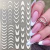 DANNEASY 8 Sheets White Nail Art Stickers French Tips Stripe Nail Stickers Holographic Nail Decals Self-Adhesive Nail Design Stickers Manicure Sticker Nail Decoration for Acrylic Nails