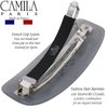 Camila Paris CP3439 French Hair Barrette Clip for Girls, Rubberized Automatic Clasp Strong Hold Grip Hair Clips for Women, No Slip and Durable Styling Girls Hair Accessories, Made in France (Gray)