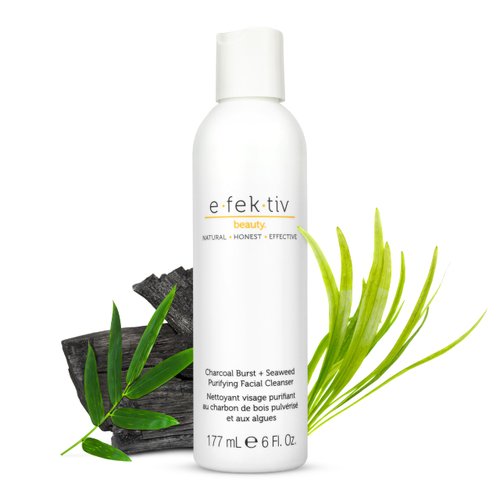 e.fek.tiv beauty Charcoal Burst Plus Seaweed Purifying Facial Cleanser - Gently Cleanses Pores - Clarifying Face Wash - Vegan - Sulfate Free - Clean Formula – Unisex - 6 oz