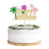 1Pcs Glitter Flamingo Happy Birthday Cake Topper Hawaiian Luau Tropical Pineapple Theme Kids Boys Girls Party Decoration Supplies