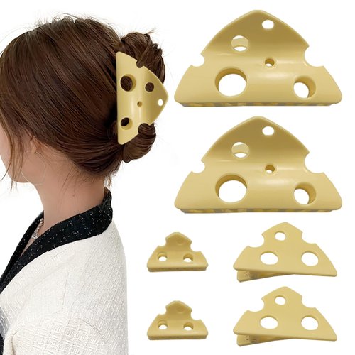 6 PACK Cute Cheese Hair Claw Clips for Women,Plastic Claw Clipsfor Thick Hair Elegant Barrettes Strong Hold Hair Clamps Non Slip Hair Catch Jaw