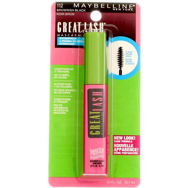 Maybelline Great Lash Waterproof Mascara, Brownish Black (Pack of 6)