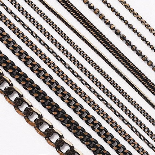 JERCLITY 1 Box 12 Strips Nail Chains for Nail Art Black Alloy Metal Nail Art Chains Black Nail Charms Punk Nail Studs Black Chain Jewelry Accessories for Women Nail Art