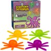 Octopus Wall Crawling Sticky Toys for Kids, 4 Pack, Soft and Flexible Squishy Walkers, Bright and Colorful Climbers, Washable and Reusable Stickiness, Birthday Party Favors and Stocking Stuffers