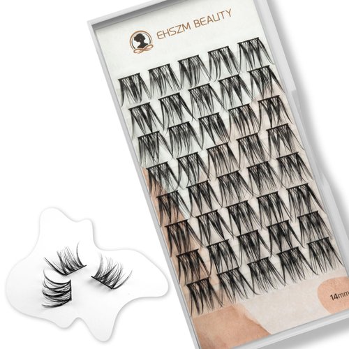 Hybrid Wispy Natural Look,DIY Lash Clusters,14mm,Individual lash Extensions, D Curl, Lightweight, Easy to Apply,EHSZM BEAUTY(Mercury)