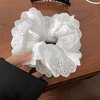 White Hair Ties for Women - Hair Scrunchies Girls 1-Piece Set - White Lace Design - Premium Fabric Ponytail Holder Hair Tie，Hair Accessories