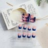 24Pcs Christmas Snowflake Press on Nails Short Square French Tips Fake Nails Blue Glitter Nail Tips Acrylic Nails with Rhinestone Design Christmas Glue on Nails for Women Winter Christmas Nails Decor