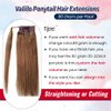 Ponytail Extensions Real Human Hair Ash Brown Hair Extensions Pony Tail 18 inch 80g for Women Wrap Around Pony Tail for Remy Hair
