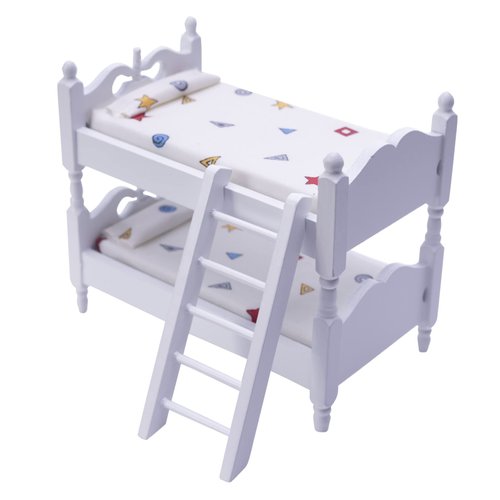 Birostiana Miniature Dollhouse Accessories Miniatures Furniture Wood Bunk Bed Mini Toys DIY Decor Ornament fo Dollhouse Bedroom Party Kit (Star)