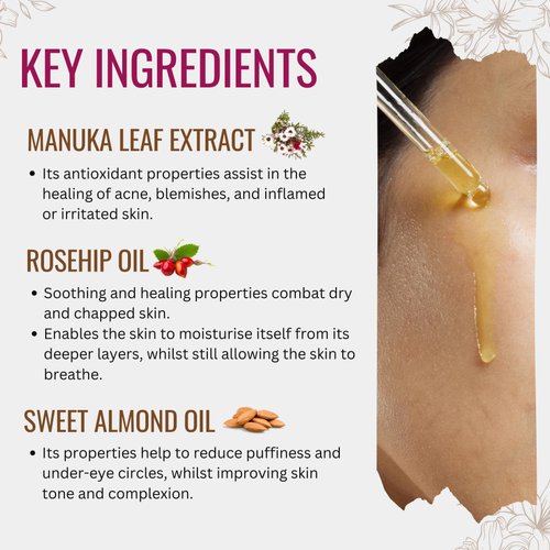 Manuka Lane Nourishing Face Oil, with Sweet Almond Oil, Rosehip and Manuka Oil Results for Soothe and Moisturise Your Face