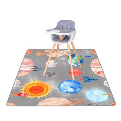 BABYBOET Splat Mat for Baby – Under High Chair Floor Mat Protects Wood, Vinyl and Carpet from Spills – Waterproof 4 Layer Baby Mat with Anti-Skid Backing Deters Bunching and Sliding (51” x 51”)