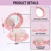 Maji Mama Metallic Shinning Finish Foldable Travel Hair Brushes with Mirror Shell Shape Portable Folding Pocket Hair Brush Mini Hair Comb Compact Size Hair Massage Comb (Pink)
