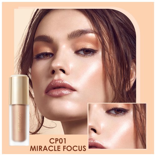 FOCALLURE Shimmer Liquid Highlighter, Smooth Cream Formula and Non-greasy Finish,Delivers a Natural Glow, Long Lasting Illuminator Highlighter Face Enhancing Makeup,CP01 Miracle Focus