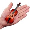 Dselvgvu Wooden Miniature Cello with Stand, Bow and Case Mini Musical Instrument Replica Dollhouse Accessories Model Home Decoration and Christmas Gift (5.51"x1.97"x0.63")