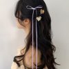 Extra-long Ribbon Bowknot Hair Clips Pack of 10, Colorful Fine Hair Ribbons with Long Tail for Women