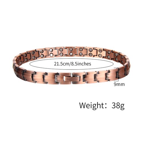 MagEnergy Copper Bracelets for Women 99.9% Pure Copper Magnetic Link Bracelet, 8.5 inches Adjustable Bracelet Jewelry Gifts with Sizing Tool(Plain Style)
