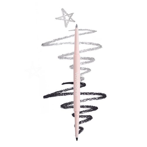 VavaSans Gel Eyeliner Mechanical Pencil Black and Silver Dual Ended Two Color Retractable Eye Liner Pigmented Smooth Creamy Textured Waterproof Smudge Proof Long Lasting Makeup