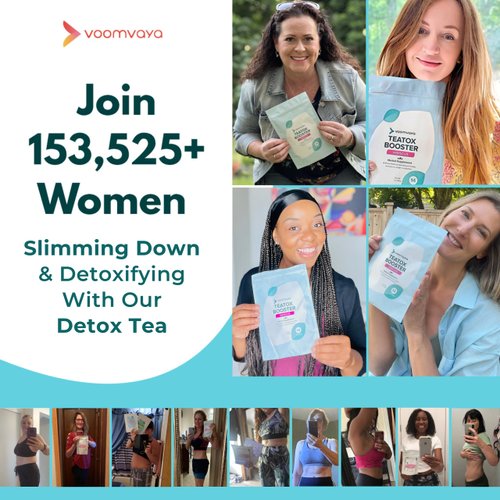 VoomVaya TeaTox Booster Senna Tea - 14-Day Detox Tea for Bloating Relief, Detox Cleanse, Mood Boost - Hibiscus Flavor