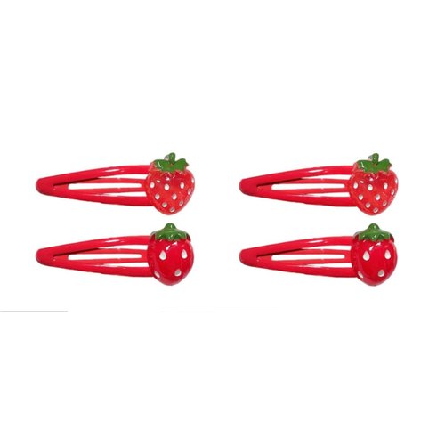 2 Pairs Red Cute Strawberry Hair Clips for Girls Alligator Hair Clips Red Metal Fruit Hair Clips Hair Barrettes Hair Accessories for Teens Gifts Clips and Barrettes Metal Buckle Decorate