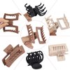 CHANDAT Medium Claw Hair Clips Set for Women - 3 Styles, 9 pcs Rectangle Clips for Thick Hair, Square Clips for Thin Hair - Brown