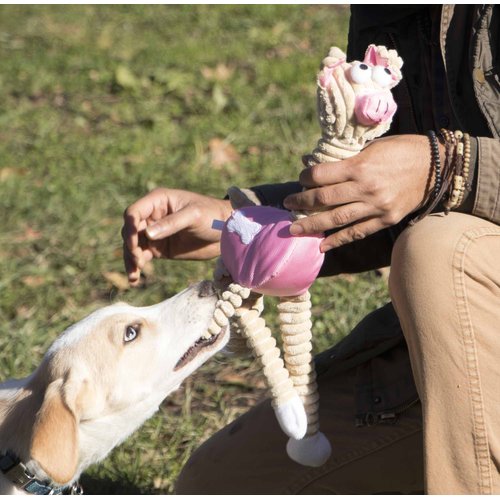 Pet Life 'Giraffe Pig' All Natural Recyclable Jute Rope and Squeak Chew Pet Dog Toy