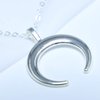 TseanYi Boho Layered Necklace Silver Crescent Moon Pendant Double Horn Necklaces Bead Choker Clavicle Chain Jewelry for Women(Silver)
