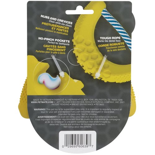 JW Pet CHEW-EE Dental Dog Chew Toy; Cleans Your Pet's Teeth and Gums As They Play; Add Their Favorite Flavors, Banana,Yellow