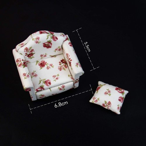 AUEAR, 1:12 Mini Wooden Sofa Arm Chair Furniture for Living Room