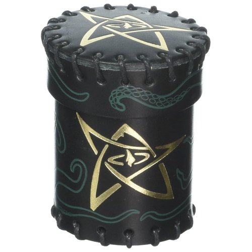 Q-Workshop Call of Cthulhu Black & Green-Golden Leather Dice Cup