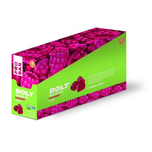 PROBAR Bolt Organic Energy Chews, Raspberry, 2.1 oz (Pack of 12)