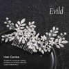 Evild Rhinestone Wedding Hair Comb Leaf Bead Headpieces Clip Crystal Bridal Headdress Flower Accessories for Brides and Bridesmaids (Silver)