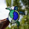 HAOSUM Sea Turtle Decor Stained Glass Window Hanging,Navy Turtle Suncatcher for Garden,Bathroom,Backyard and Living Room,Ocean Theme Party,Housewarming Party Decorations for Turtle Lovers …