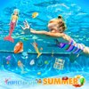 EIMMBD 26pcs Diving Gem Pool Toys Colorful Diamonds Bath Toys Set with Treasure Pirate Box Summer Swimming Diving Toys for Boys and Girls