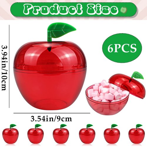 DOERDO 6pcs Plastic Bobbing Apples Filled Bobbing Apple Containers for Creative Party Favors and Festive Decorations, 3.9"x3.5"