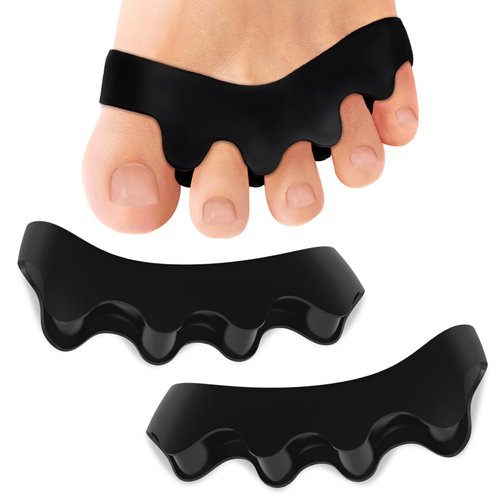 Welnove Toe Separator Bunion Corrector- 8 Pack Toe Straightener for Women Men Overlapping Toes - Toe Spacers for Nighttime, Running & Yoga Practice（Black/Blue*8）