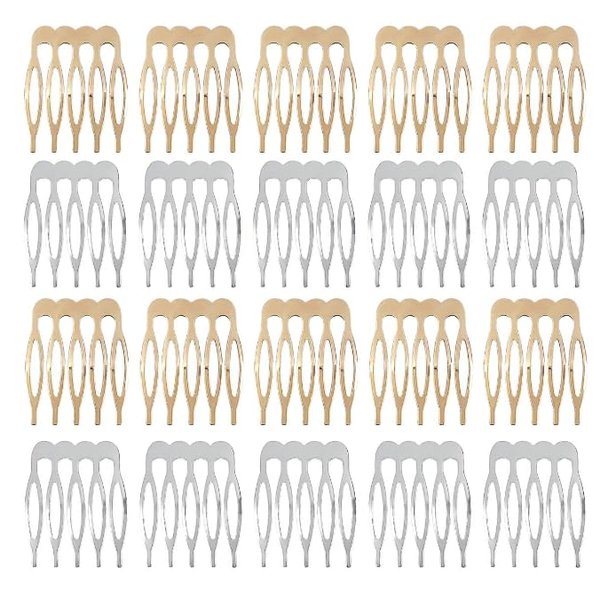 20Packs Silver and Golden 5 Teeth Small Hair Side Combs,Plain Blank Crafting DIY Slide Combs,Small Tiny Hair Side Combs,Bridal Wedding Veil Combs for Fine Hair,Styling Tools and Appliances,Hair Combs
