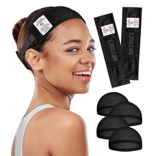 Wig Grip Bands for Keeping Wigs in Place Secured Wig Grip Band for Lace Front Non Slip Grip Headband Wig Grip for Women Wigs Gripper No Slip Elastic Adjustable Velvet Wig Head Grip Band Black 2 Pack